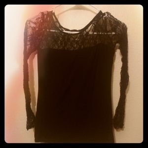 Black Lace Sleeve Shirt